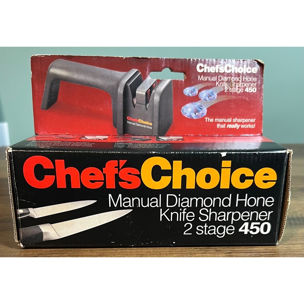 ChefsChoice 450 Manual Diamond Hone 2 Stage Knife Sharpener Black EdgeCraft USA